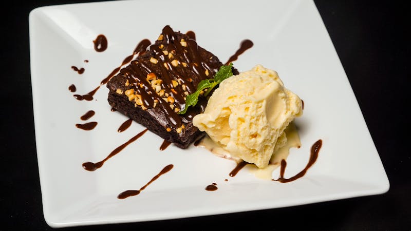 Chocolate brownie dessert sundae